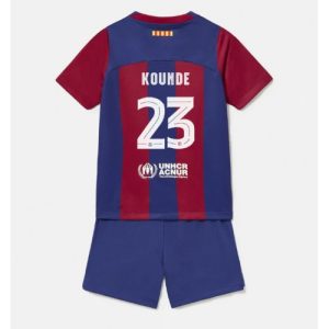 Barcelona Fotballdrakt Jules Kounde #23 Hjemmedrakt Barn 2023-24 Kortermet (+ Korte bukser)