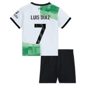 Liverpool Fotballdrakt Barn Luis Diaz #7 Bortedrakt 2023-24 Kortermet (+ Korte bukser)