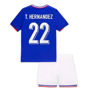 Fotballdrakt baby Frankrike EM 2024 Hjemmedraktsett med trykk T.Hernandez 22