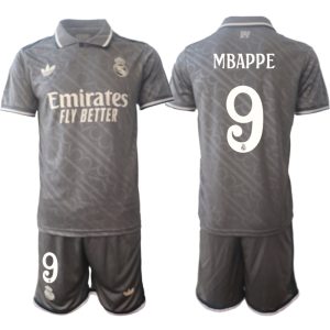 Real Madrid Tredjedrakt 2024-2025 grå Fotballdrakt med navn Kylian Mbappé 9