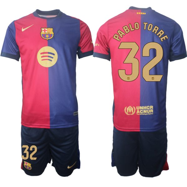 Tilbud fotballdrakter Barcelona Hjemmedraktsett 2024-25 Pablo Torre 32