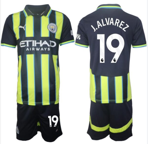 Autentiske Fotballdrakter Manchester City Bortedraktsett 2024-25 Julian Alvarez 19