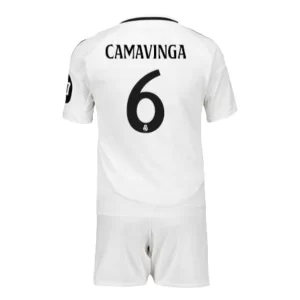 Billige Fotballdrakter Barn Real Madrid Hjemmedrakt 2024-25 hvit Eduardo Camavinga 6