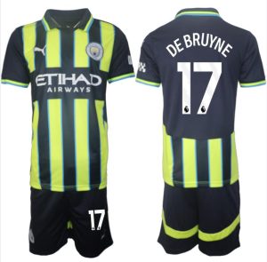 Billige Fotballdrakter Manchester City Bortedraktsett 2024-25 Kevin De Bruyne 17