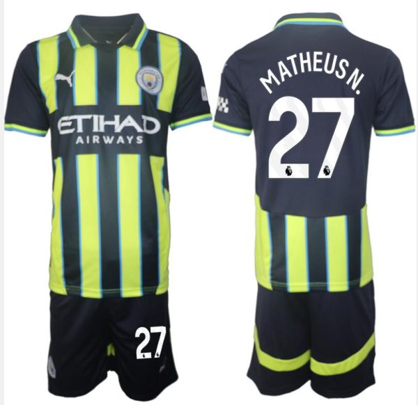 Fotballdrakter Billig Manchester City Bortedraktsett 2024-25 MATHEUSN. 27