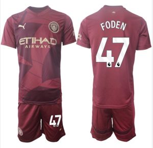 Manchester City Tredjedraktsett 2024-25 Fotballdrakter med trykk Phil Foden 47