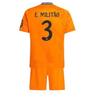 Real Madrid Bortedraktsett 2024-2025 oransje Fotballdrakt Barn Eder Militao 3