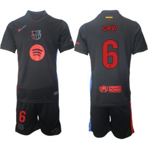 FC Barcelona Bortedraktsett 2024-2025 svart Fotballdrakt for menn Paez Gavi 6