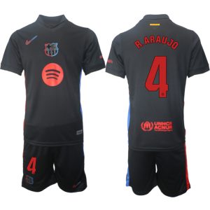 FC Barcelona Bortedraktsett 2024-2025 svart Fotballdrakt for menn Ronald Araujo 4