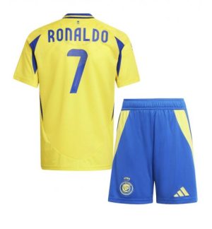 Al Nassr FC Barn Hjemmedrakt 2024-25 gul Fotballdrakter med navn Cristiano Ronaldo 7