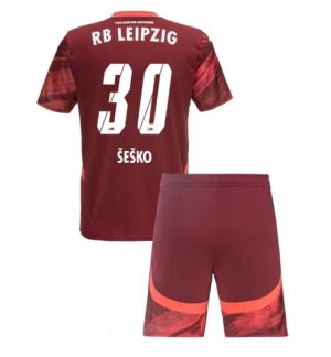 Fotballdrakt Barn RB Leipzig Bortedraktsett rød fotballdrakt 2024-25 Benjamin Sesko 30