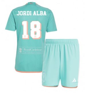 Inter Miami CF Tredjedrakt 2024-2025 grønn fotballdrakt barn Jordi Alba 18